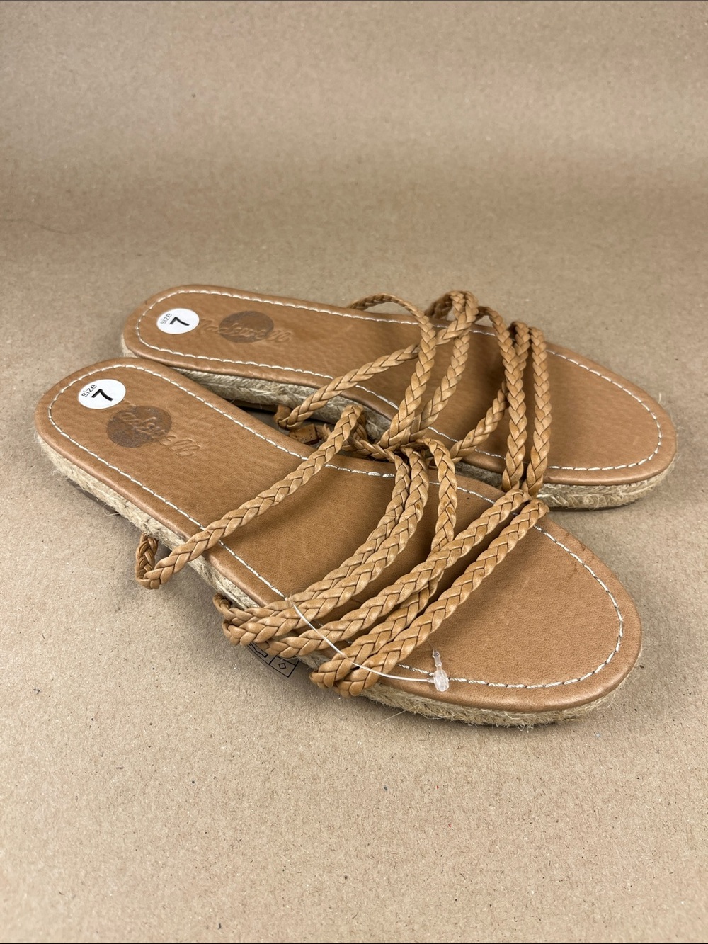 Madewell Kathryn Espadrille Slide Sandal Braided Leather Women’s 7 Tan NWOT - Picture 2 of 7